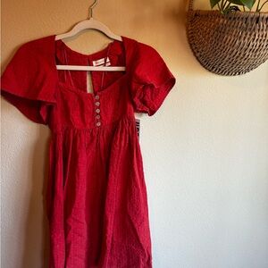 Urban Outfitters Red Button-Front Dress